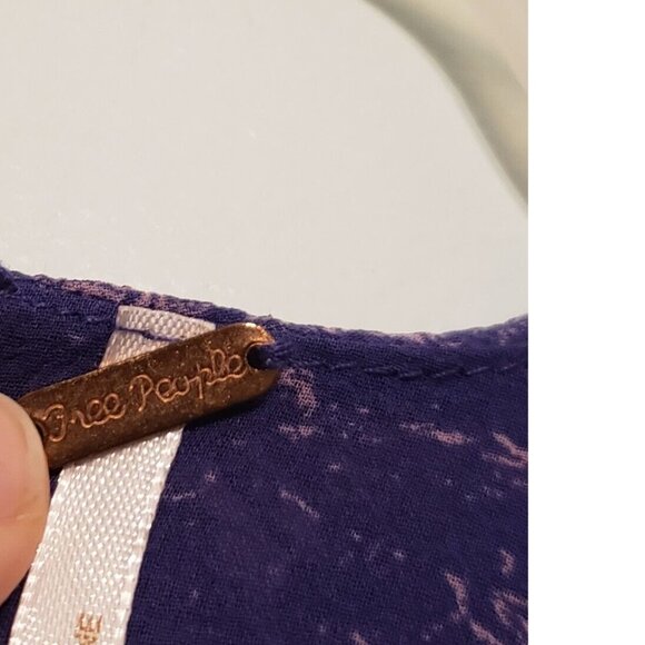 Free People Women Sz S Dress Long Sleeve Floral Pink Purple Short Ruffle Pleated - Picture 8 of 8